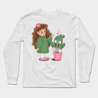 Cute Cactus Needs A Hug Long Sleeve T-Shirt